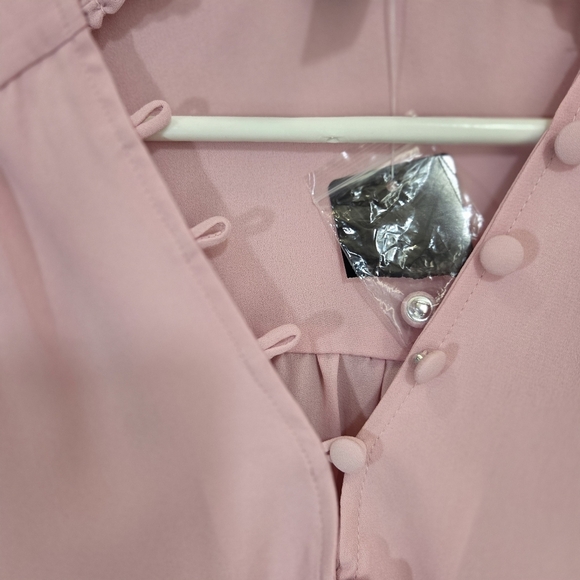 Torrid Pink Puff Sleeve Blouse with Mandarin Collar Size 0 - Picture 4 of 7